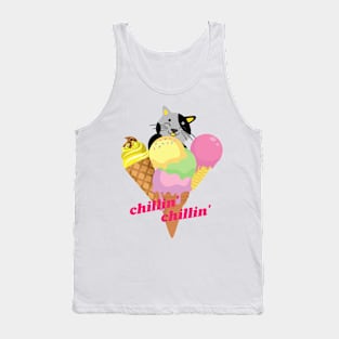 Ice Cream Chillin' Chillin' with Cat Tank Top